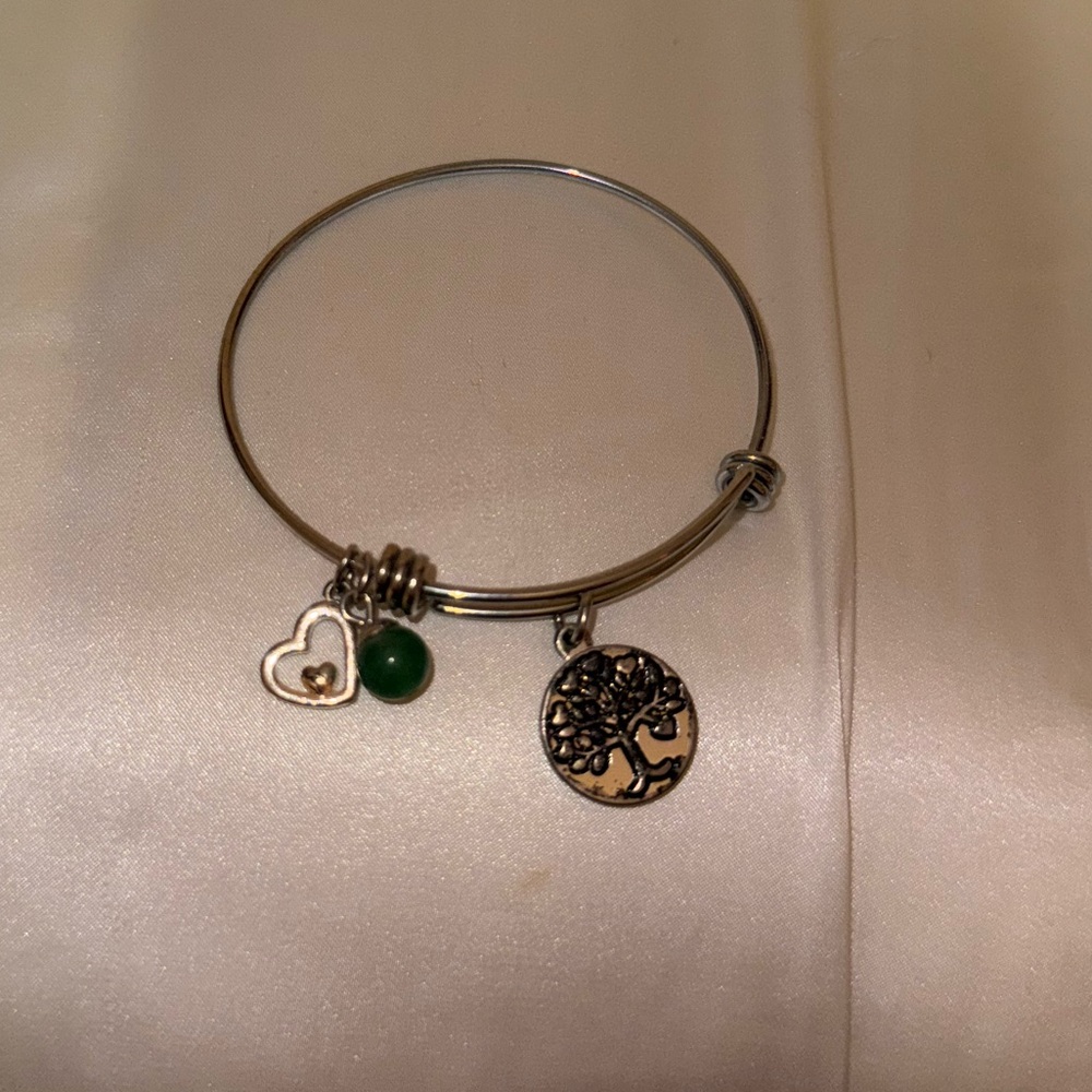 Target Silver Bracelet with Tree and Heart Charms
